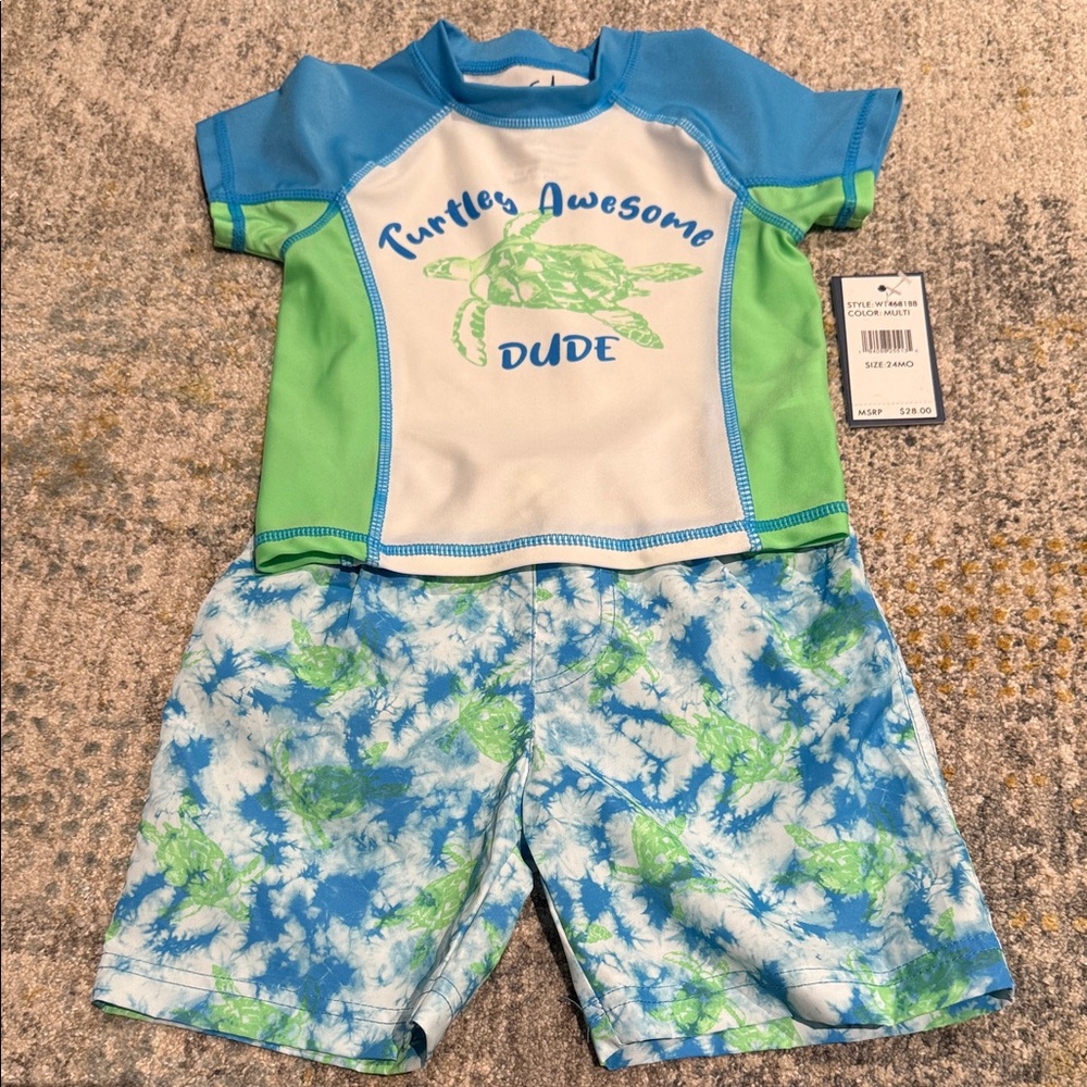 Freestyle Revolution Kids Rashguard Set - Blue and Green